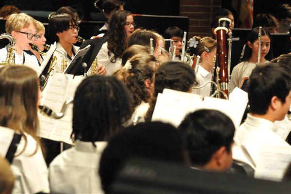 Students performing at the 2023-2024 All County Band Concert